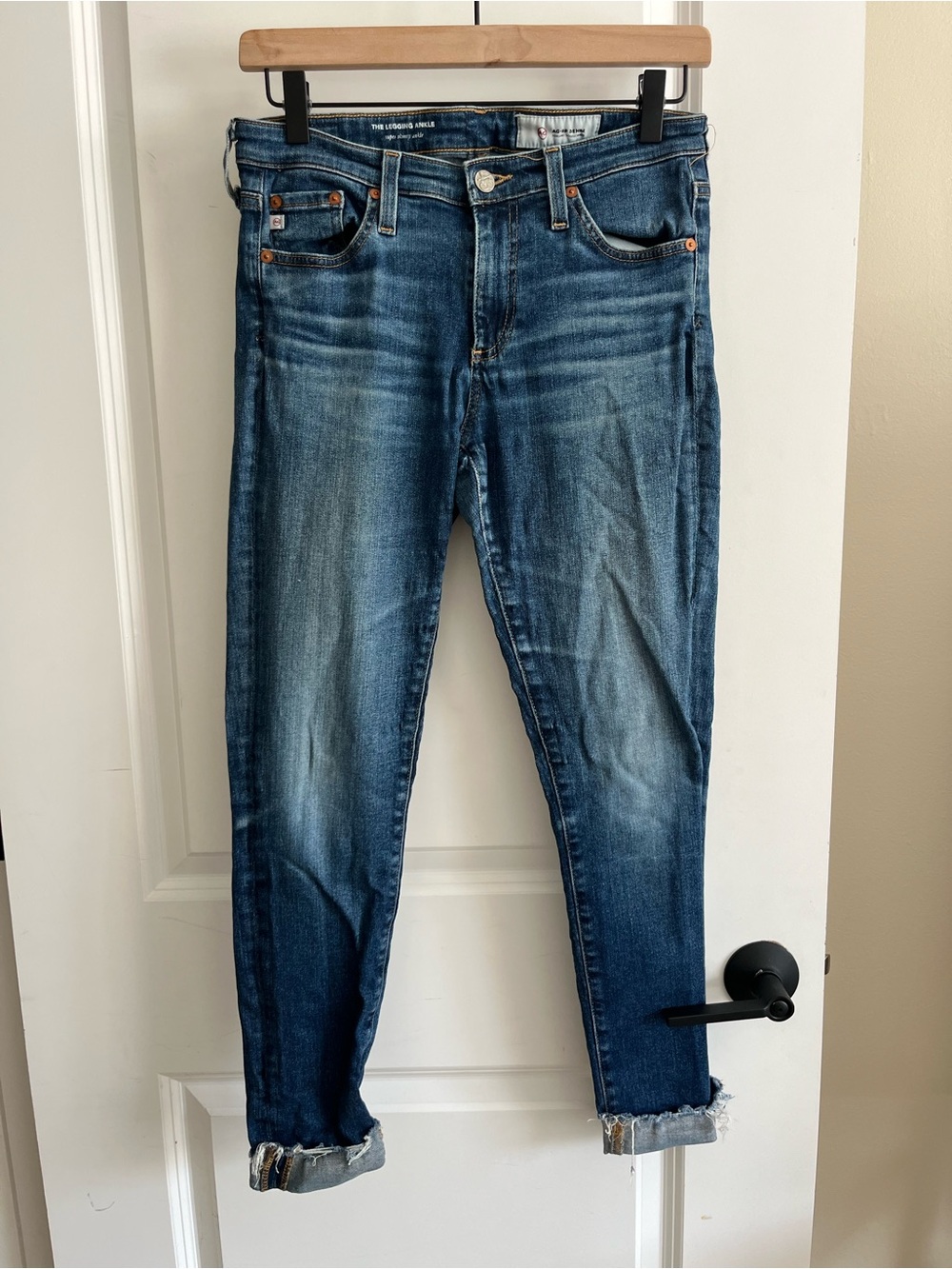 AG Jeans Women's Skinny Jeans Cropped Cuffed Blue Denim Sz 27